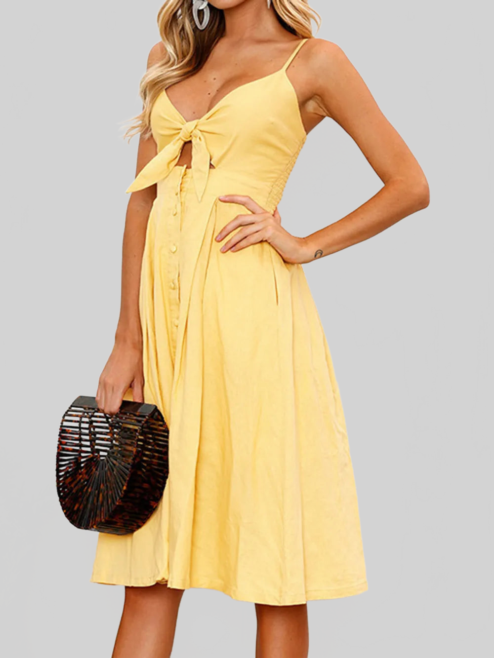 Cutout Smocked Sweetheart Neck Cami Dress nicholesgifts