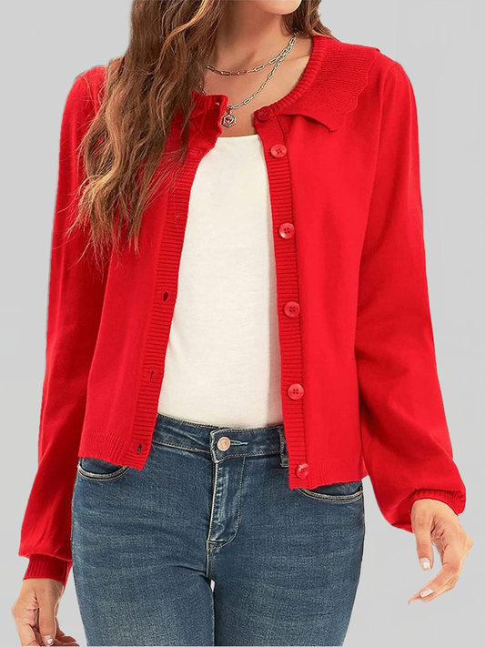 Women Collared Long Sleeve Button Down Cardigan NicholesGifts