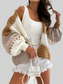 Women Color Block Drop Shoulder Cardigan Sweater NicholesGifts