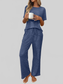 Ribbed Knit Short Sleeve Top and Pants Lounge Set nicholesgifts