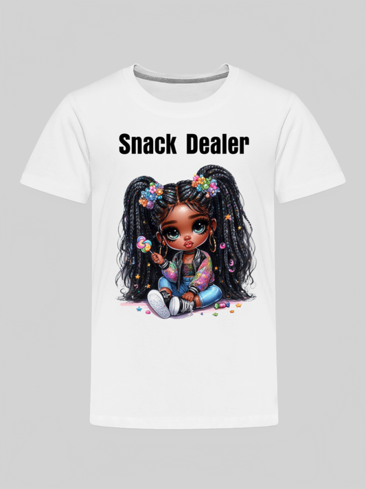 African American Toddler Girls Snack Dealer Short Sleeve T-Shirt NicholesGifts