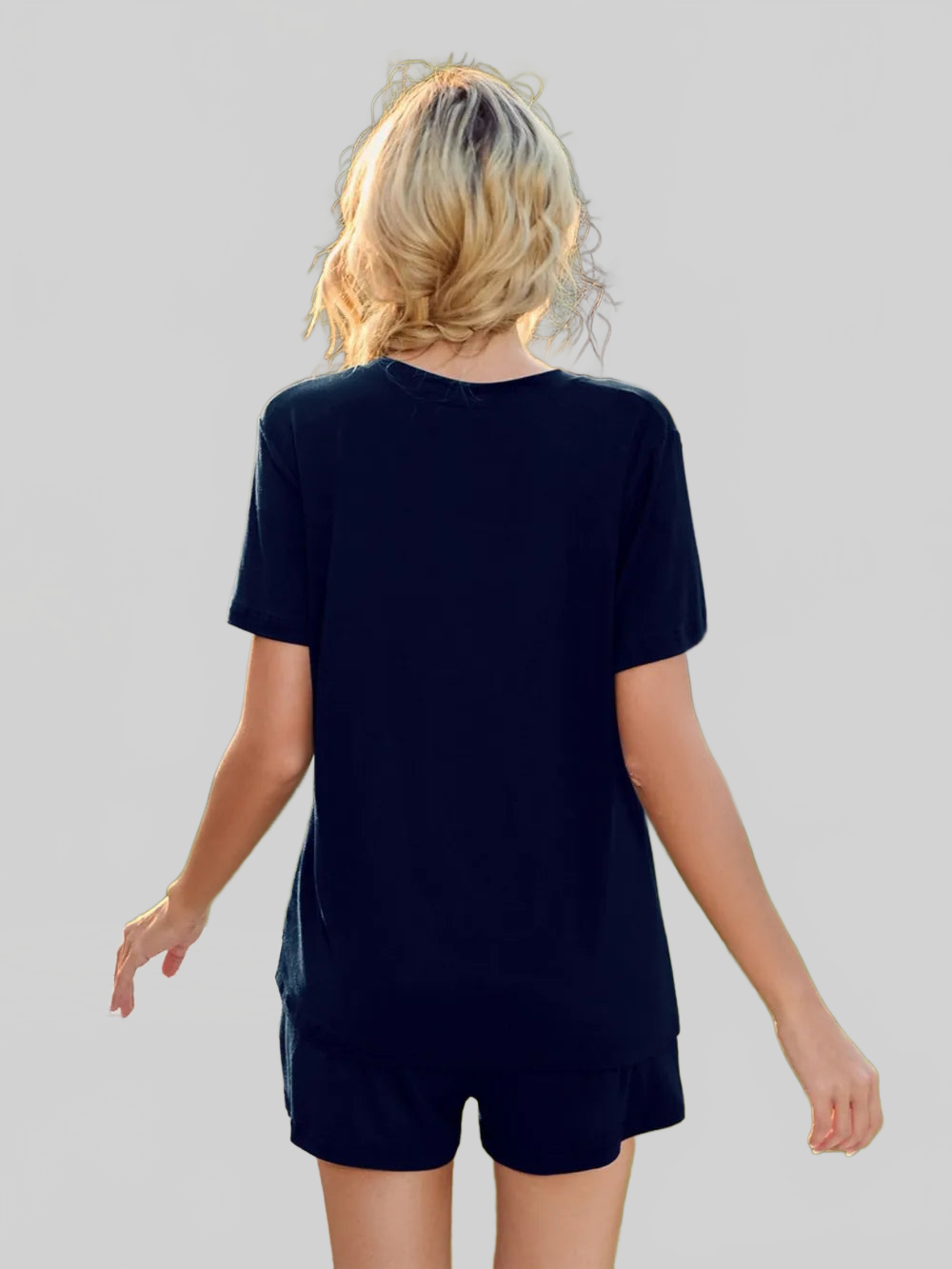 V-Neck Short Sleeve Top and Pocketed Shorts Lounge Set nicholesgifts