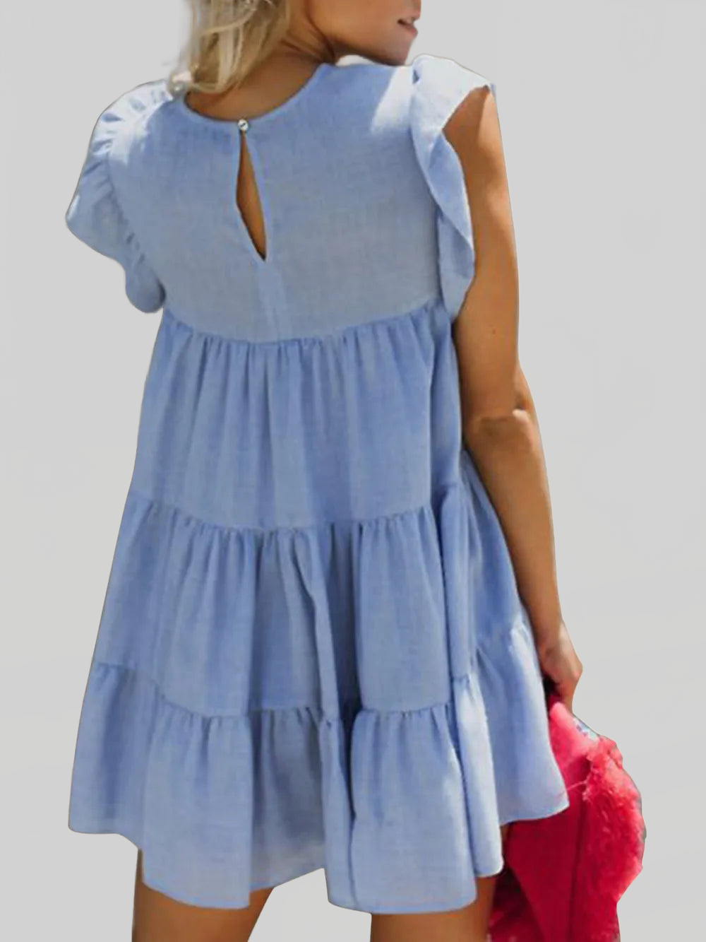 Ruched Round Neck Cap Sleeve Mini Dress nicholesgifts