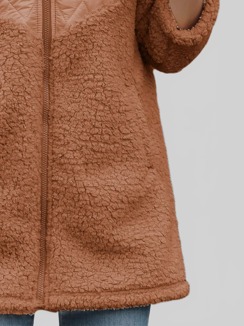 Fuzzy Zip Up Long Sleeve Hooded Jacket nicholesgifts