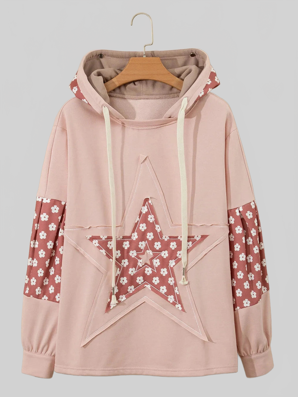 Drawstring Star Long Sleeve Hoodie nicholesgifts