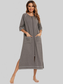 Zip Up Slit Round Neck Night Dress with Pockets nicholesgifts
