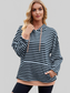 NicholesGifts Women Drawstring Contrast Striped Long Sleeve Hoodie NicholesGifts