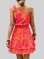 Tied Smocked Printed Single Shoulder Dress nicholesgifts