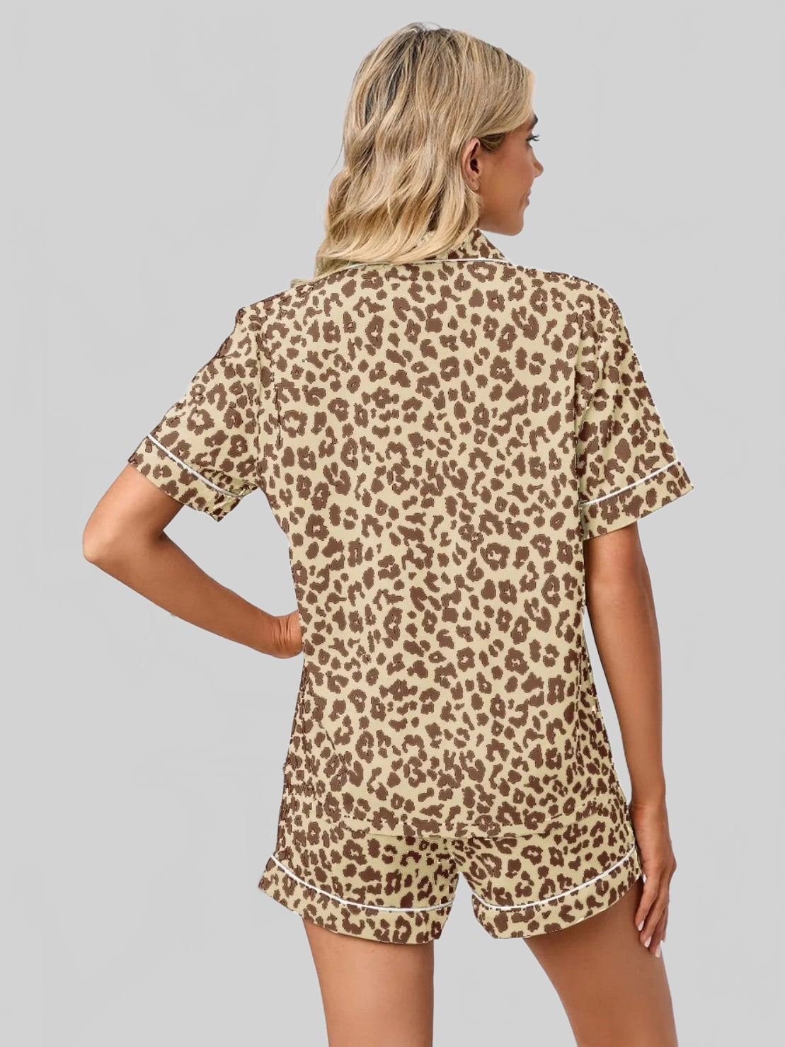 Full Size Leopard Short Sleeve Top and Shorts Lounge Set Plus Size nicholesgifts