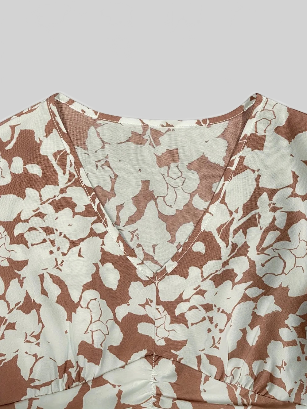 Printed V-Neck Cap Sleeve Midi Dress nicholesgifts