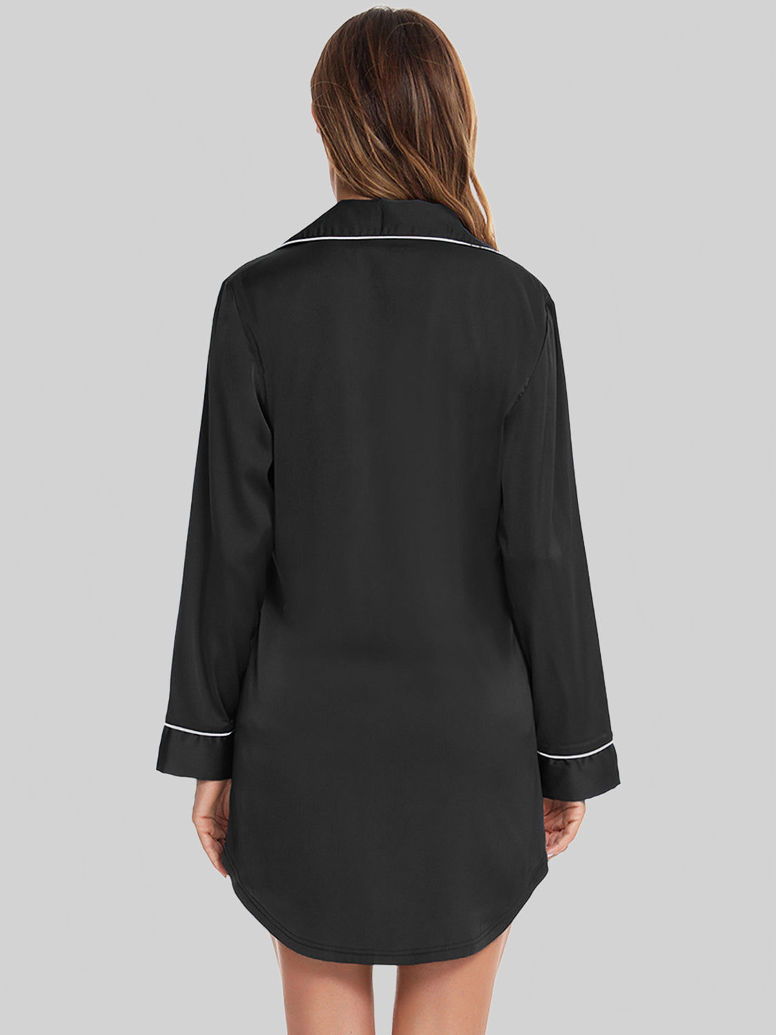 Button Up Lapel Collar Night Dress with Pocket nicholesgifts