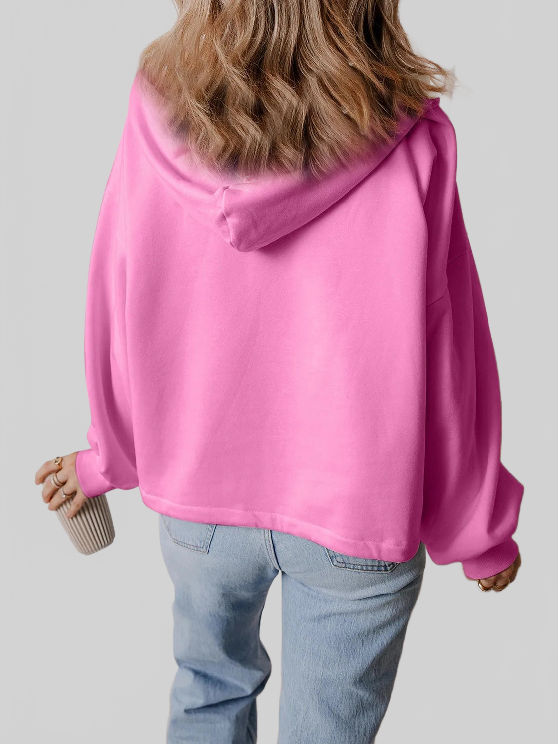 Pocketed Half Zip Dropped Shoulder Hoodie NicholesGifts