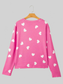 Heart Round Neck Long Sleeve Top and Elastic Waist Shorts Set nicholesgifts