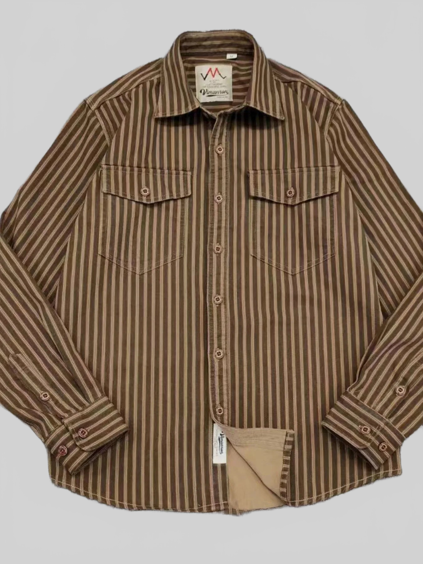 Men's Plus Size Striped Button Up Long Sleeve Shirt nicholesgifts