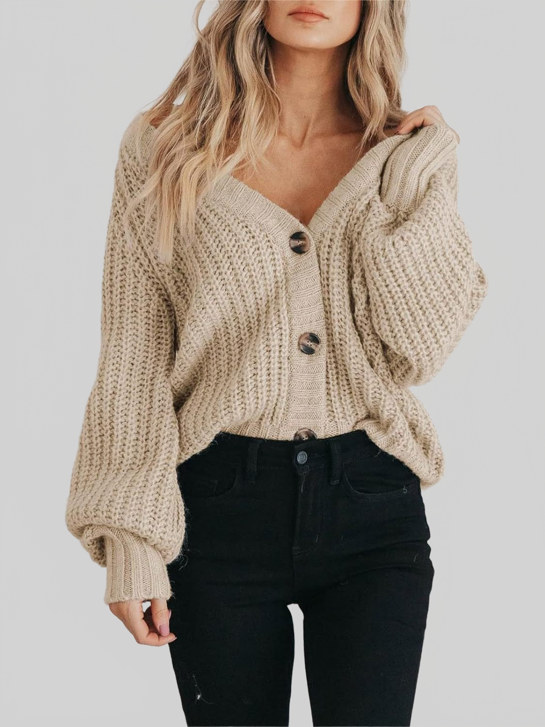 Women Button Up Long Sleeve Cardigan nicholesgifts