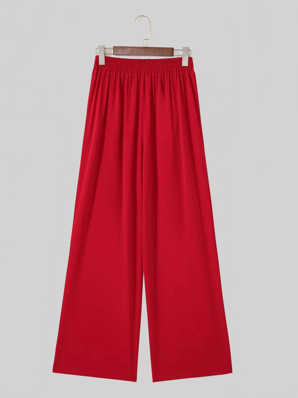 Women Pleated Detail Pull On High Elastic Waist Loose Straight Pants nicholesgifts