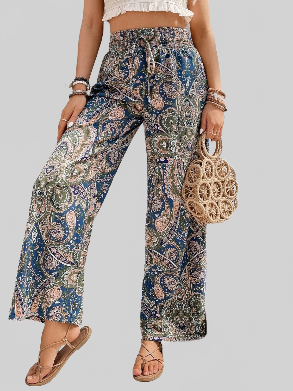Women Printed Wide Leg Pants NicholesGifts
