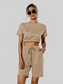 Short Sleeve Cropped Top and Drawstring Shorts Lounge Set nicholesgifts