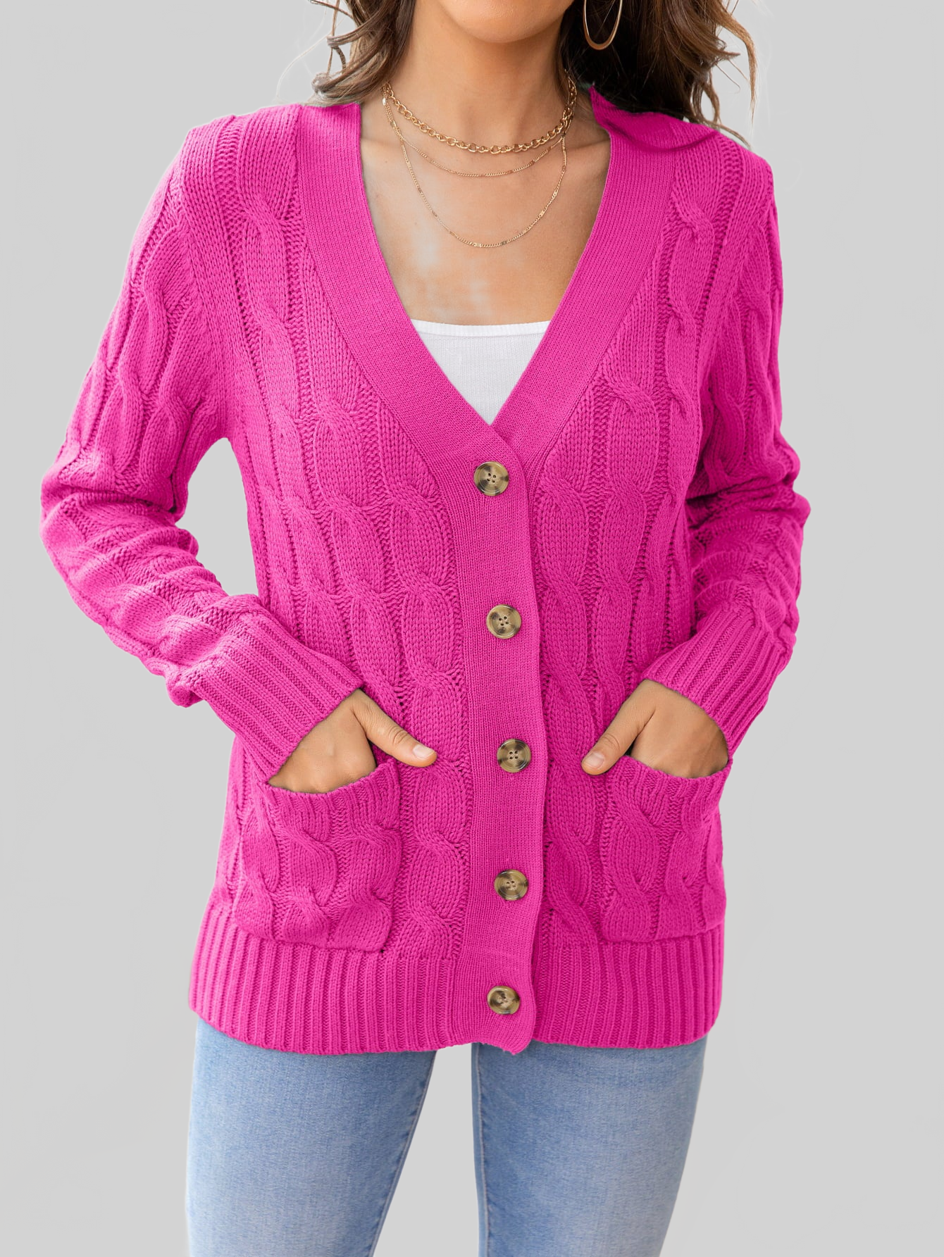 Button Down Cable-Knit Cardigan nicholesgifts