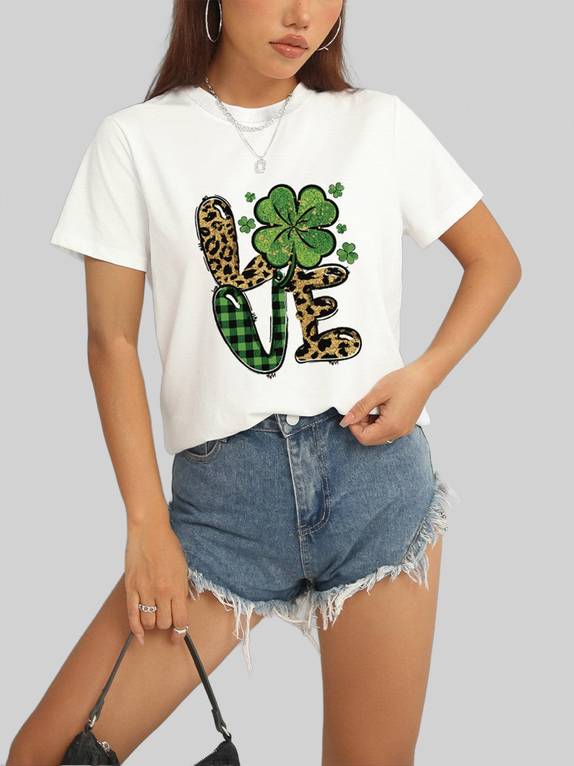 Women LOVE Round Neck Short Sleeve T-Shirt nicholesgifts