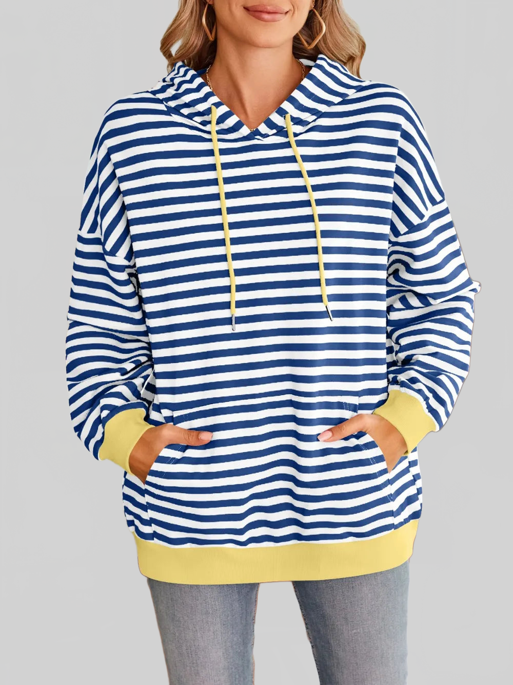 Lovelet Drawstring Striped Long Sleeve Hoodie NicholesGifts