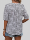 Printed Notched Half Sleeve Blouse nicholesgifts