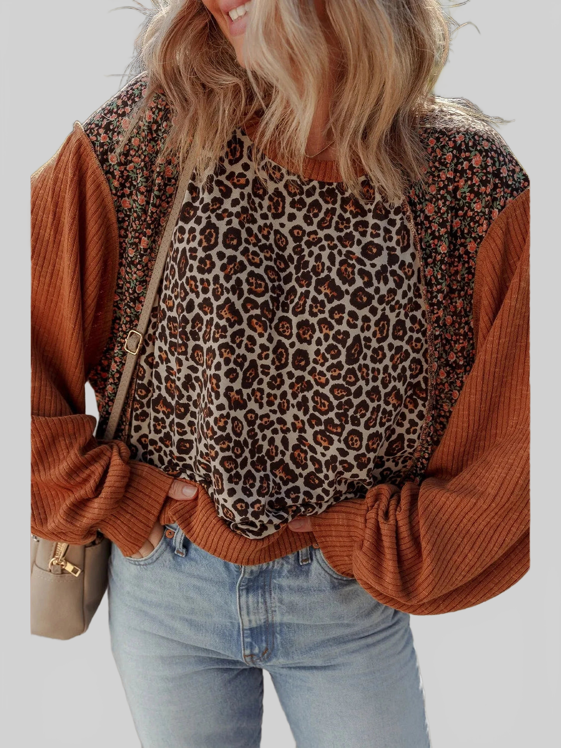 Leopard Print Long Sleeve Sweatshirt nicholesgifts