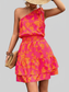 Tied Smocked Printed Single Shoulder Dress nicholesgifts
