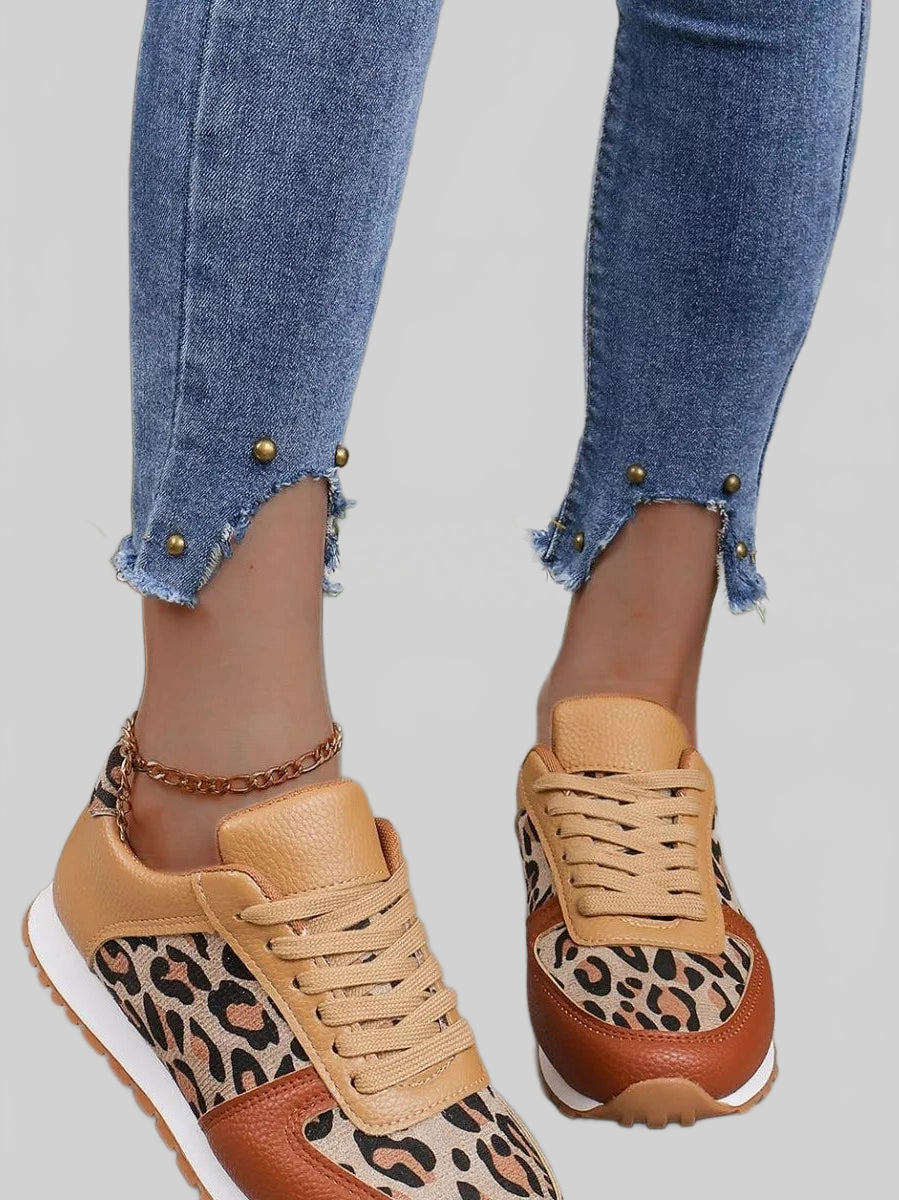 Leopard Print Casual Sneakers Trendsi