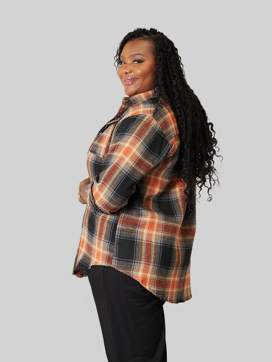 Mandy Plaid Dropped Shoulder Shirt NicholesGifts