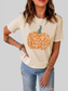 Pumpkin Graphic Round Neck Cuffed T-Shirt nicholesgifts