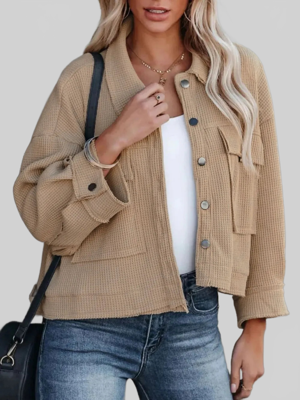 Button Up Long Sleeve Jacket nicholesgifts
