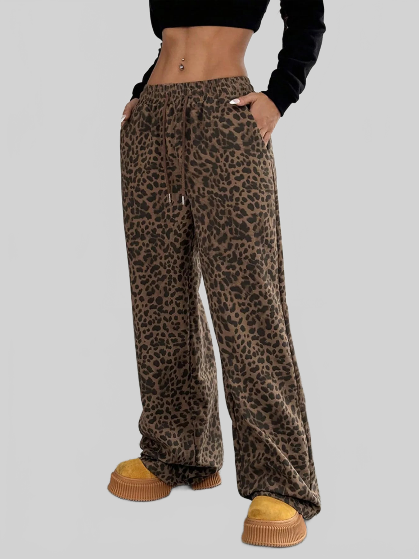 Women Full Size Leopard Print Wide Leg Pants Plus Size nicholesgifts