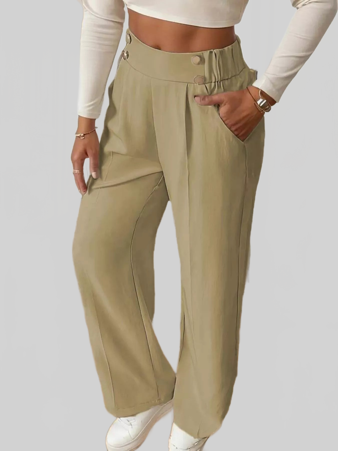 Women Full Size High-Waisted Wide-Leg Pants Plus Size nicholesgifts