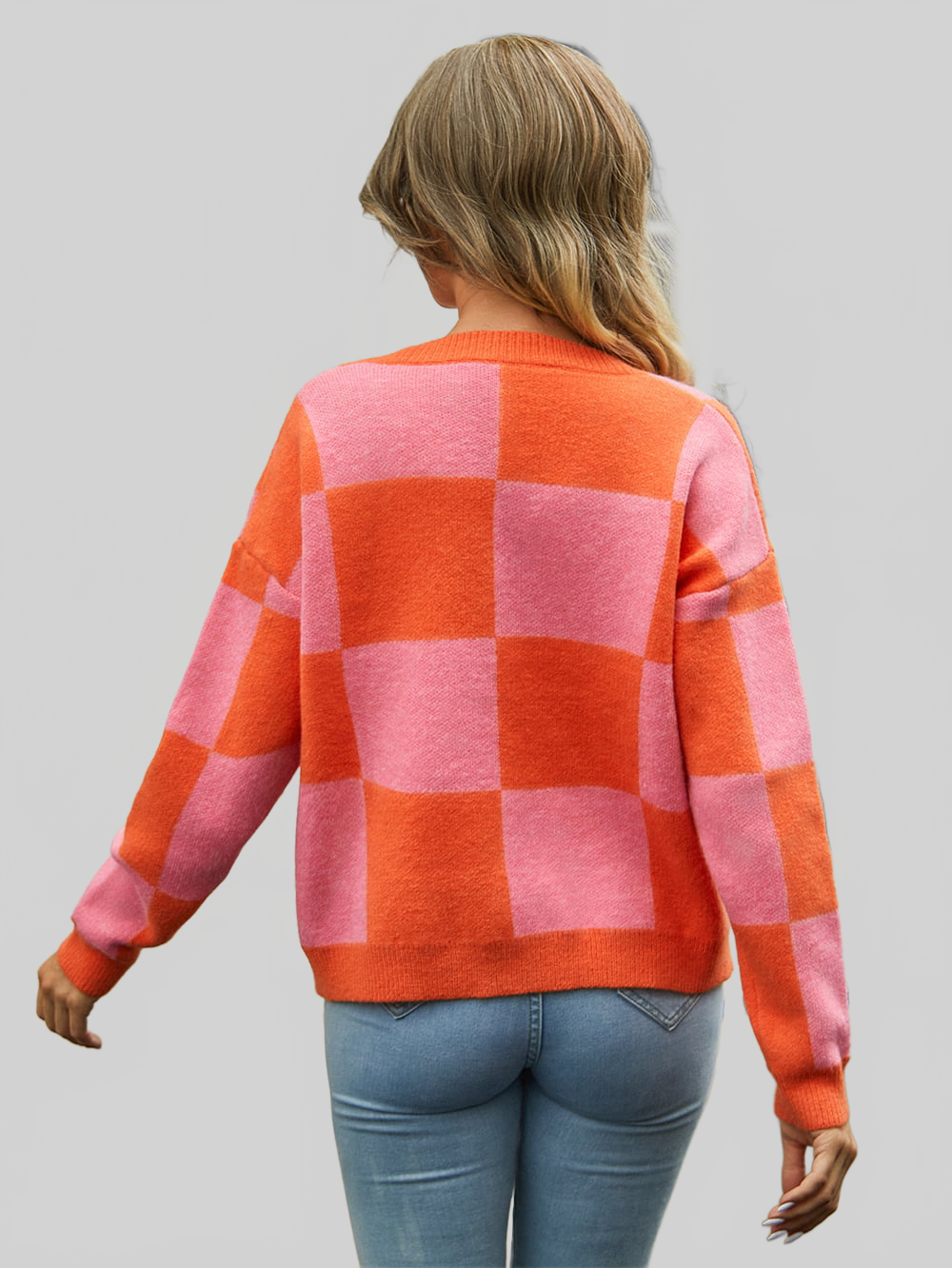 Angel Wings Plaid V-Neck Dropped Shoulder Cardigan nicholesgifts