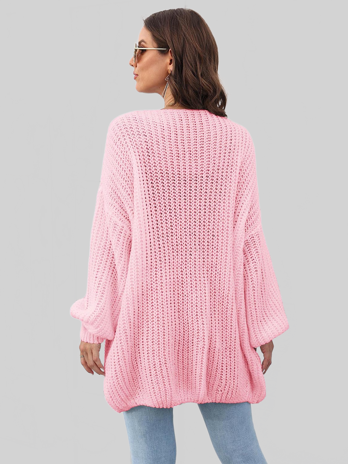 Women Open Front Dropped Shoulder Longline Cardigan nicholesgifts