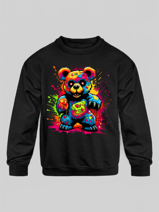 Toddler Boys Big Colorful Teddy Bear Crewneck Long Sleeve Sweatshirt nicholesgifts