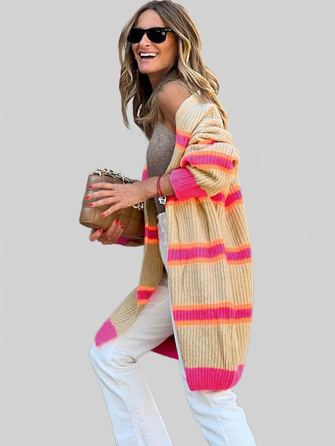 Women Ribbed Long Sleeve Cardigan Sweater nicholesgifts