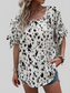 Women Tied Printed Boat Neck Blouse nicholesgifts