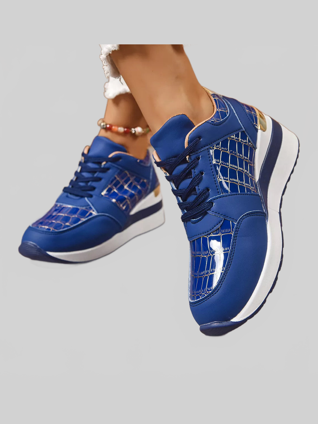 Women Lace Up Round Toe Sneakers nicholesgifts