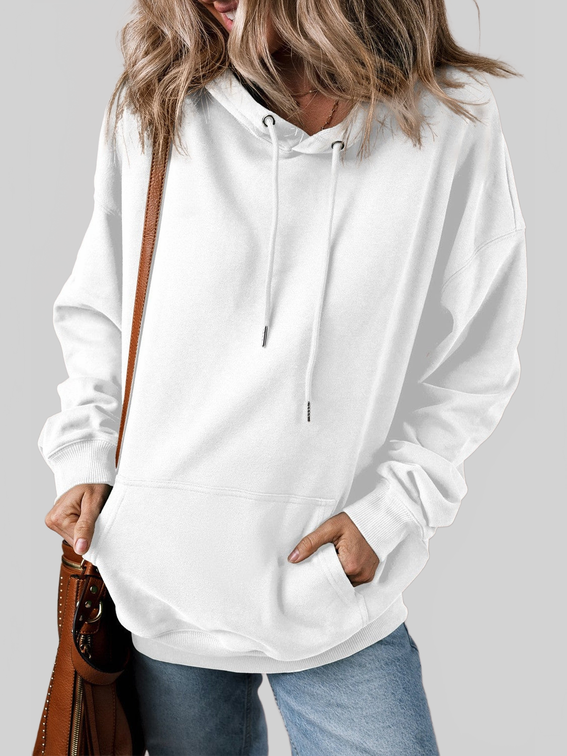 Women Drawstring Pocketed Long Sleeve Hoodie NicholesGifts
