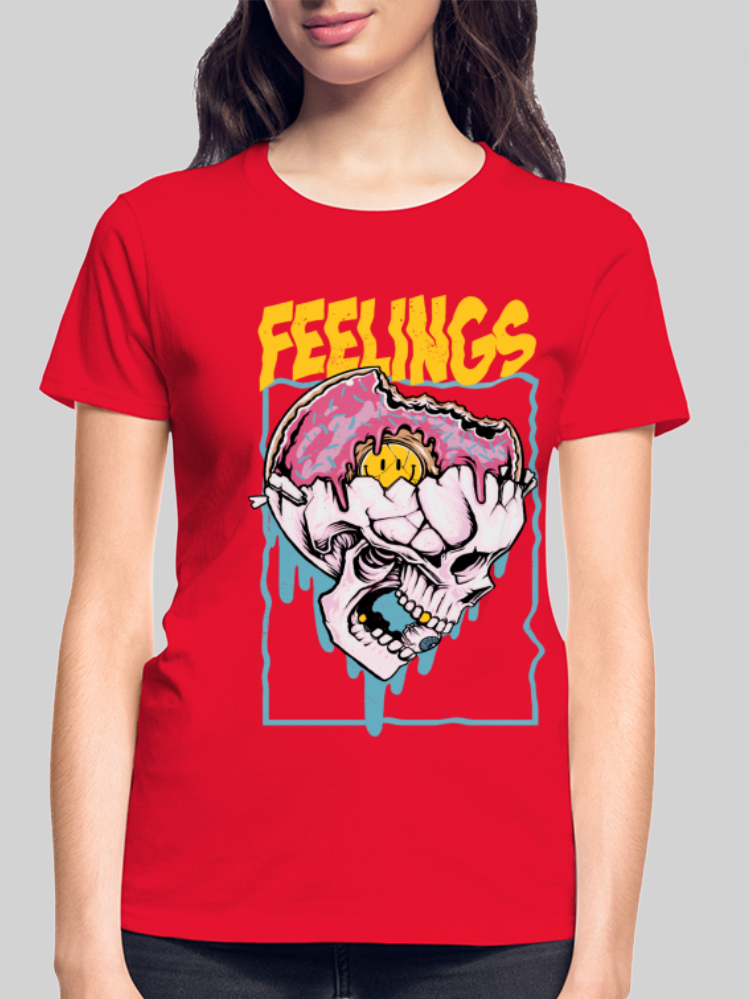 Women Feelings Skeleton Black Short Sleeve T-Shirt nicholesgifts