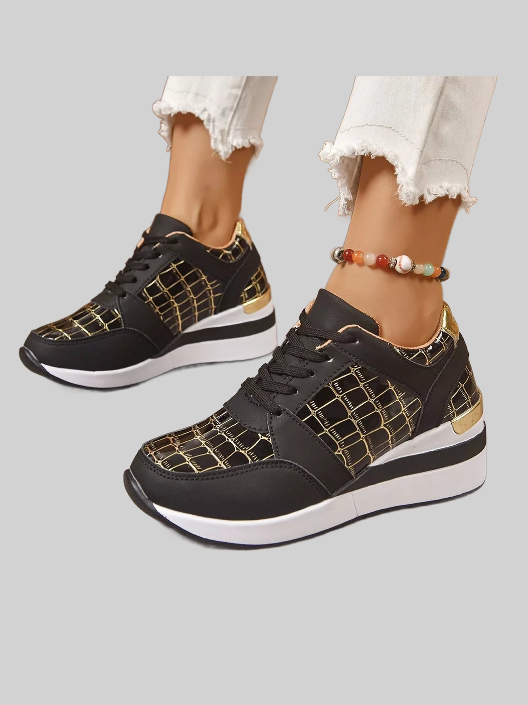 Women Lace Up Round Toe Sneakers nicholesgifts