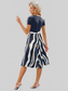 Printed Tie Waist Short Sleeve Dress nicholesgifts