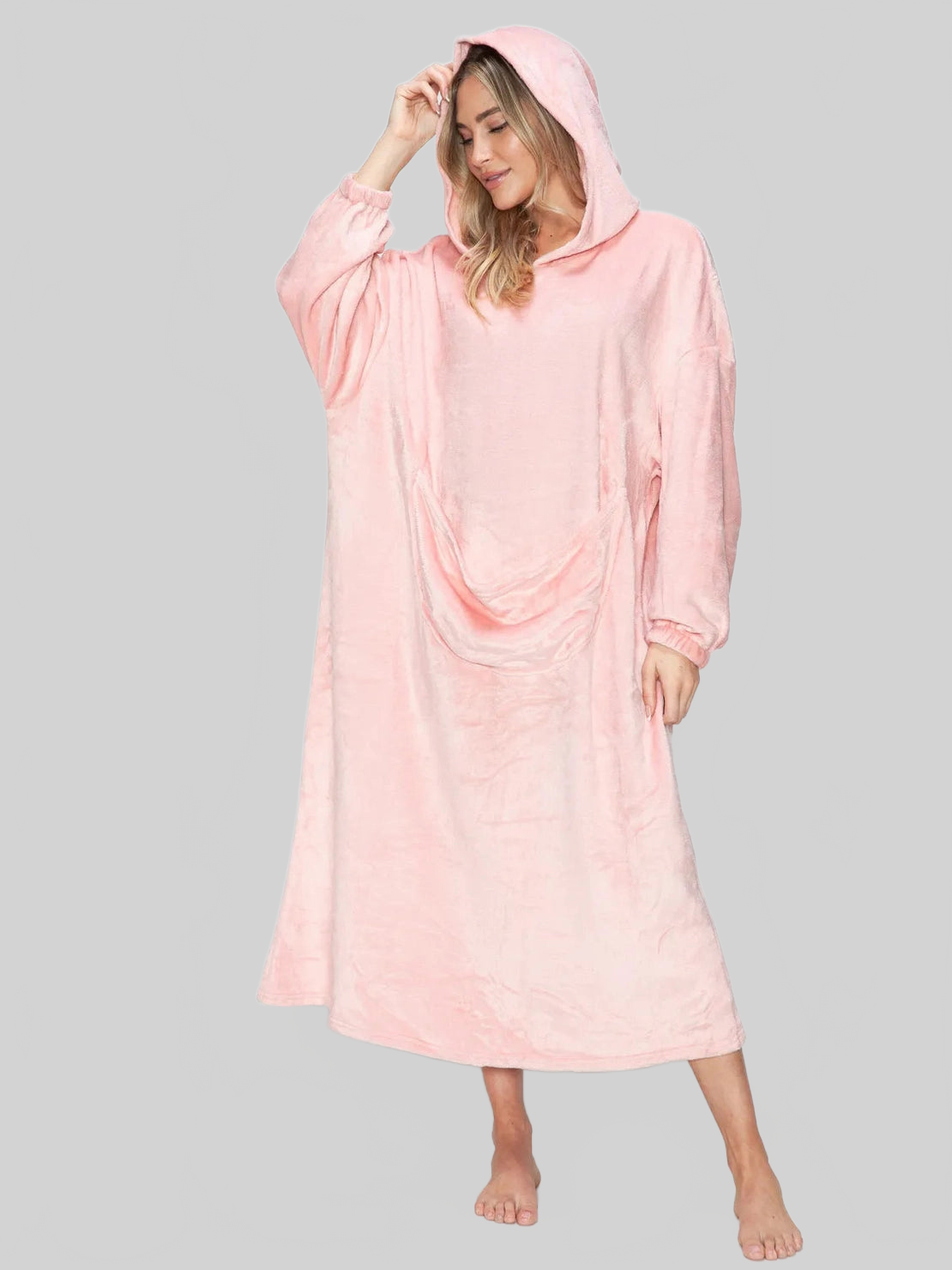 Double Take Full Size Pocketed Hooded Midi Lounge Dress nicholesgifts