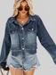 Button Up Long Sleeve Denim Jacket with Pockets nicholesgifts