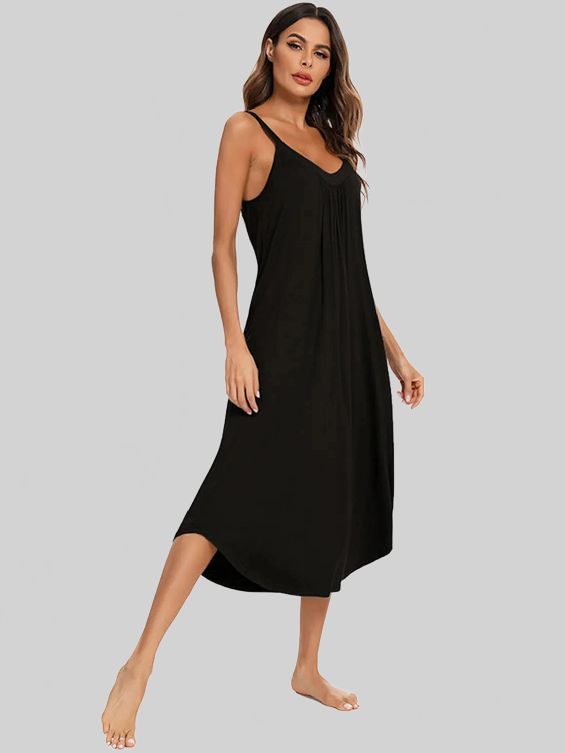 V-Neck Midi Lounge Dress nicholesgifts