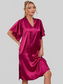 Satin Flutter Sleeve Side Slit V-Neck Night Dress nicholesgifts