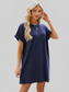 Round Neck Rolled Short Sleeve Tee Dress nicholesgifts