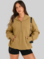 Pocketed Half Zip Long Sleeve Hoodie NicholesGifts